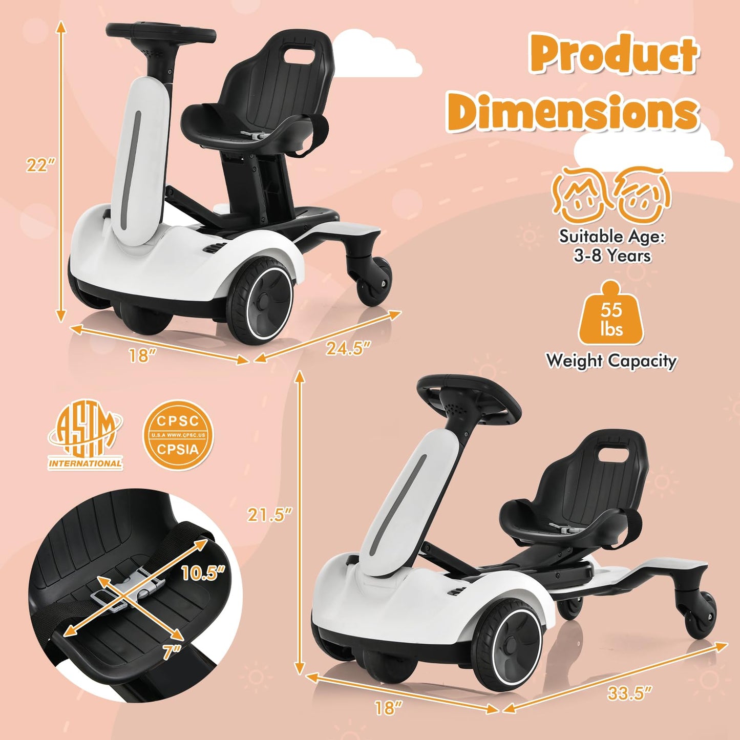 Backyard Adventure Go-Kart - Parent Remote Control, Foldable, Perfect for Ages 3-8